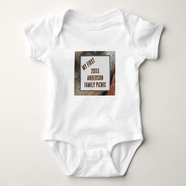 My First Family Picnic Nature Feather Reunion Baby Bodysuit (Front)