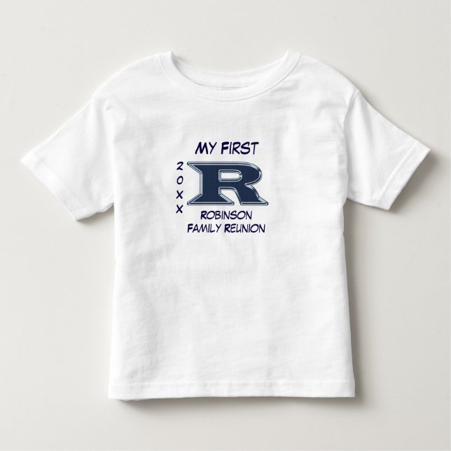 My First Family Reunion Blue Letter R Monogram Toddler T-Shirt (Front)