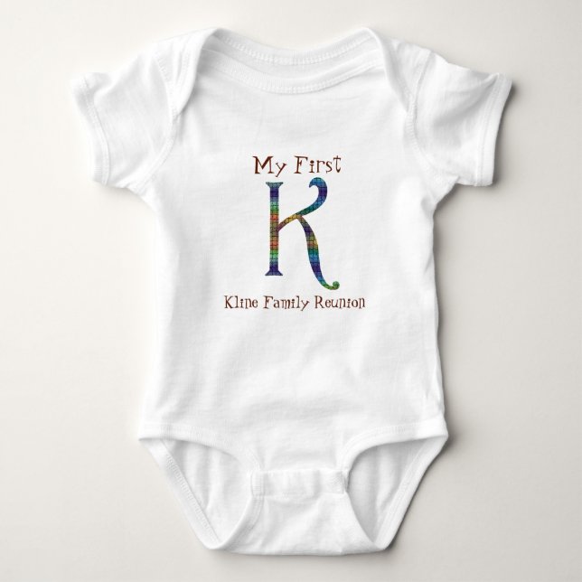 My First Family Reunion Colourful Letter K Monogra Baby Bodysuit (Front)