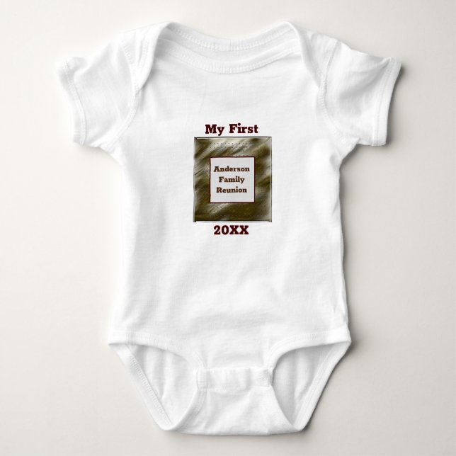 My First Family Reunion Gold Silver Stripe Reunion Baby Bodysuit (Front)
