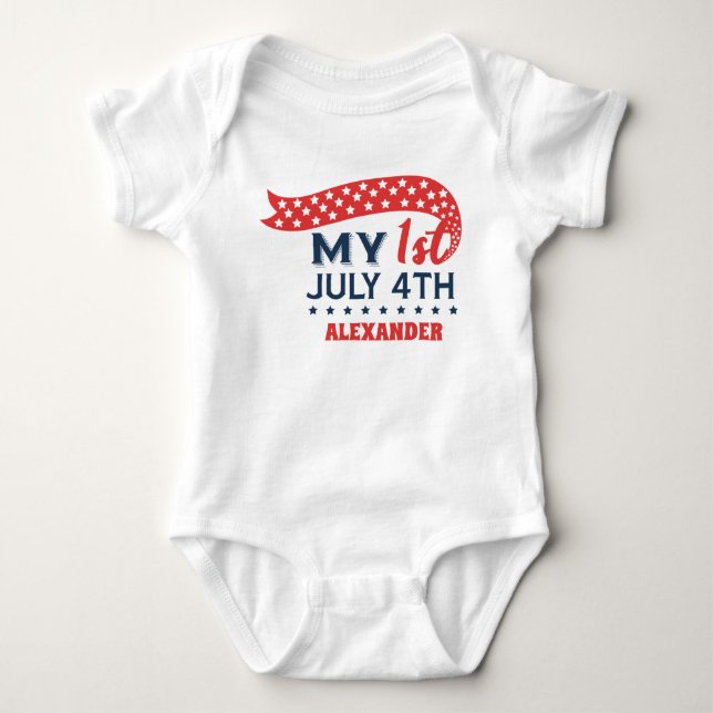 My First Fourth of July Personalised Baby Bodysuit (Front)