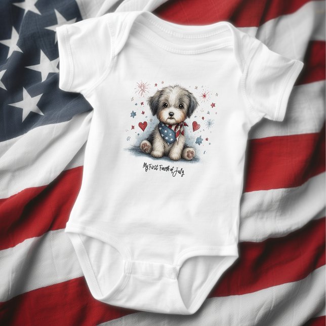 My First Fourth of July Puppy Baby Bodysuit (Creator Uploaded)