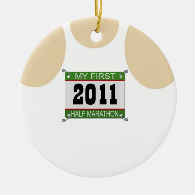 My First Half Marathon - 2011 Ceramic Tree Decoration (Front)