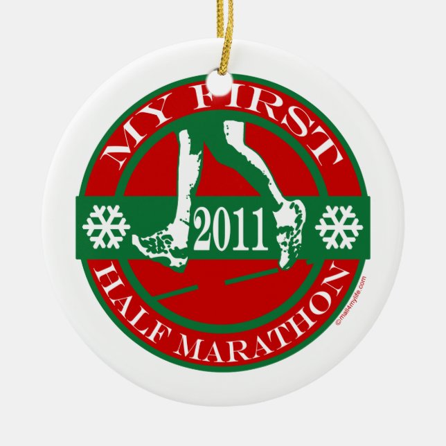 My First Half Marathon - 2011 Ceramic Tree Decoration (Front)