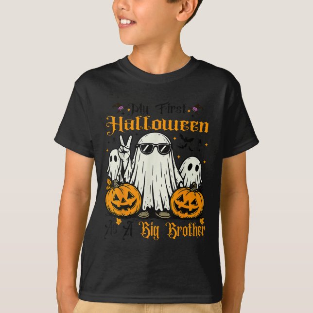 My First Halloween As A Big Brother Ghost Pumpkin  T-Shirt (Front)