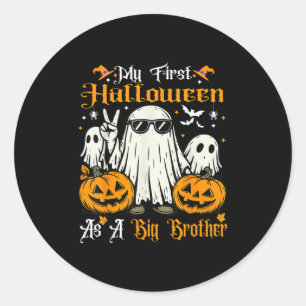 My First Halloween As A Big Brother Pumpkin Ghost  Classic Round Sticker