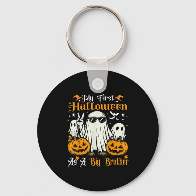 My First Halloween As A Big Brother Pumpkin Ghost  Key Ring (Front)