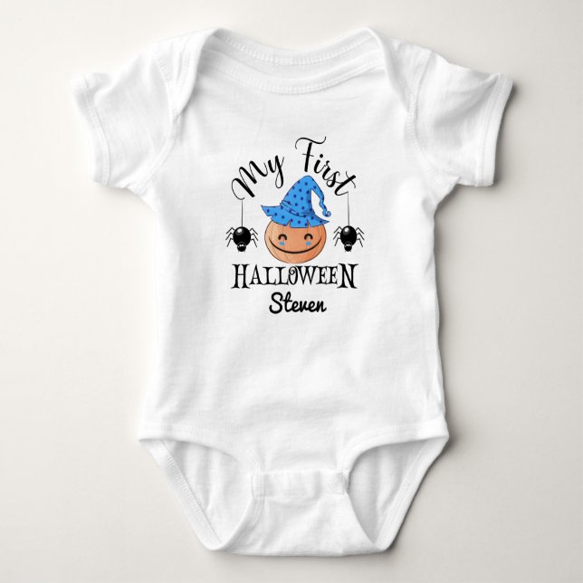 my first halloween baby boy custom name bodysuit (Front)