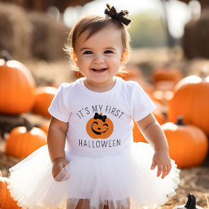 My First Halloween Bow Pumpkin Baby Girl T-Shirt
