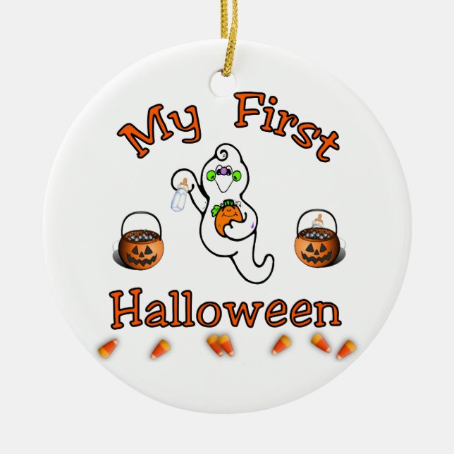 My First Halloween Ceramic Tree Decoration (Front)