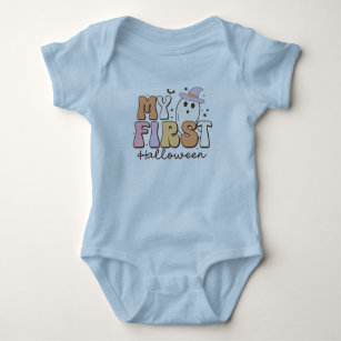 My First halloween, colourful retro typography Baby Bodysuit