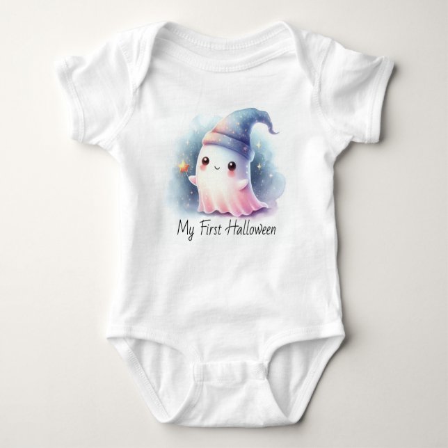 My First Halloween Cute Ghost Baby Bodysuit (Front)