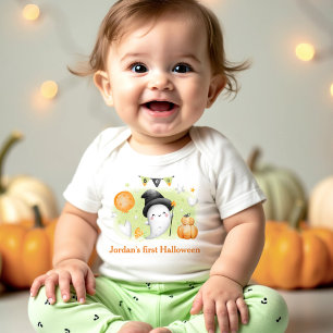 My first Halloween Cute Ghost Name Baby Bodysuit