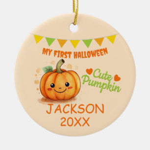My First Halloween - Cute Pumpkin Customisable Ceramic Tree Decoration