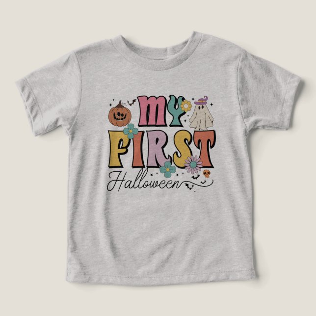 My First Halloween Cute Pumpkin Ghost Groovy (Design Front)