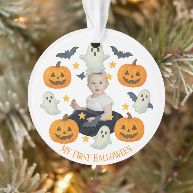 My First Halloween | Cute Pumpkin & Ghost Wreath  Ornament (Tree)