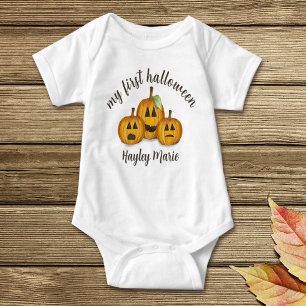 My First Halloween Cute Pumpkin Jack O'lanterns Baby Bodysuit