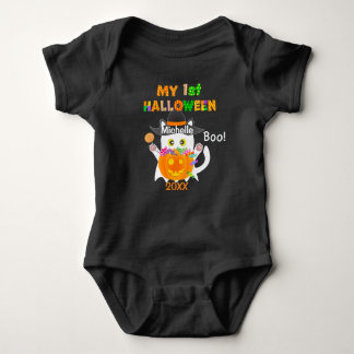 My First Halloween Ghost Cat Baby Bodysuit