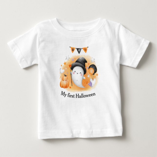 My first Halloween Orange Boo Ghost baby T-Shirt (Front)