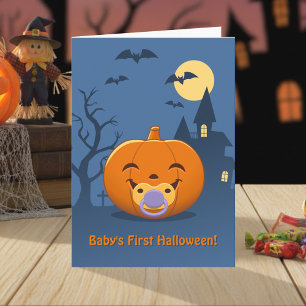My First Halloween Pacifier Pumpkin Card