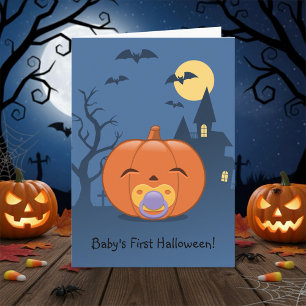 My First Halloween Pacifier Pumpkin Card