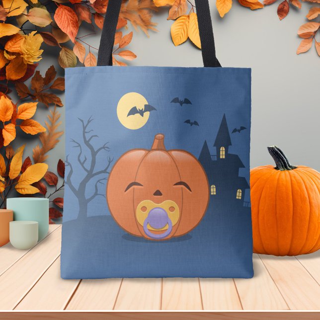 My First Halloween Pacifier Pumpkin Tote Bag (Creator Uploaded)