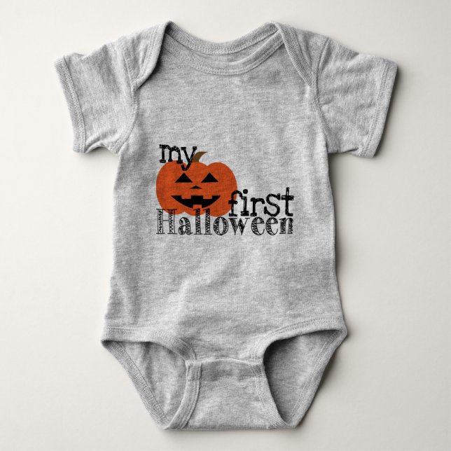 My First Halloween Pumpkin Romper Baby Bodysuit (Front)