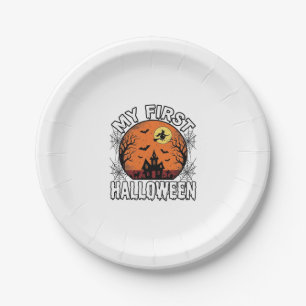 My First Halloween Vintage Toddler Shirt Design_1 Paper Plate