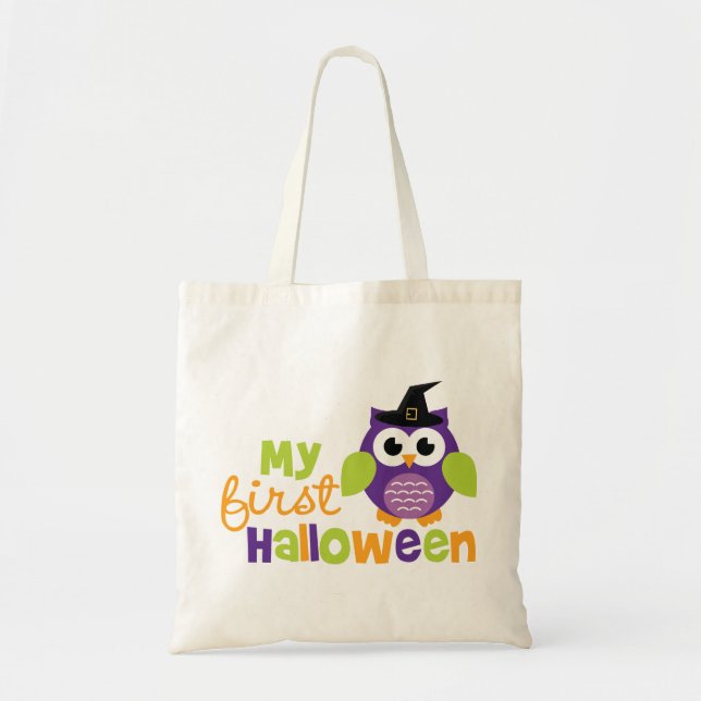 My First Halloween Witch Owl Tote Bag (Front)