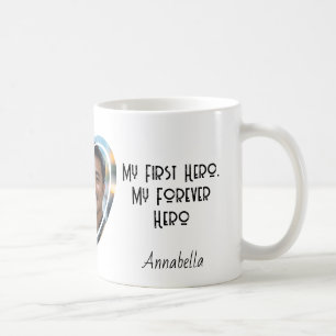 My First hero I Custom heart shaped Photo Coffee Mug