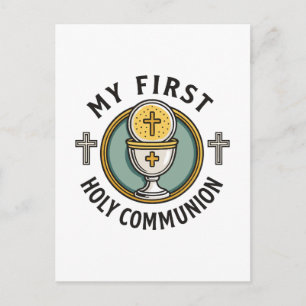 My First Holy Communion Eucharist 1st Christian  Holiday Postcard