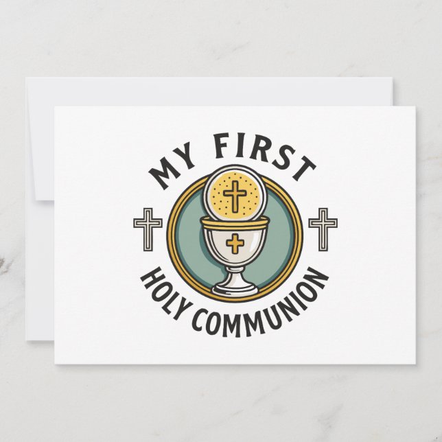 My First Holy Communion Eucharist 1st Christian  Invitation (Front)