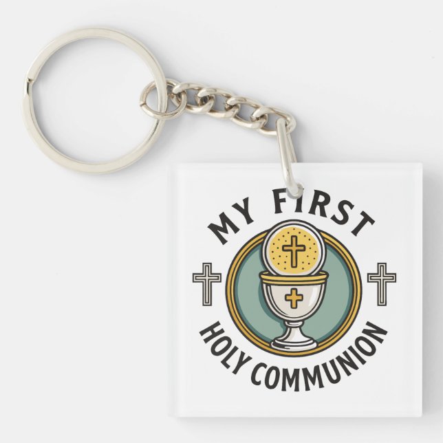 My First Holy Communion Eucharist 1st Christian  Key Ring (Front)