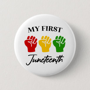My First Juneteenth Red Green Yellow Fists 6 Cm Round Badge