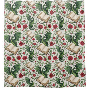 My First Loves - Dragons and Books Shower Curtain