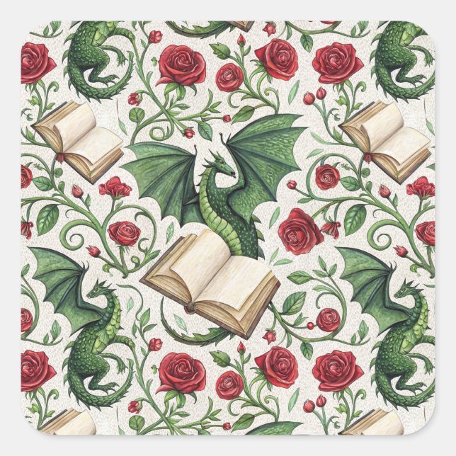 My First Loves - Dragons and Books Square Sticker (Front)