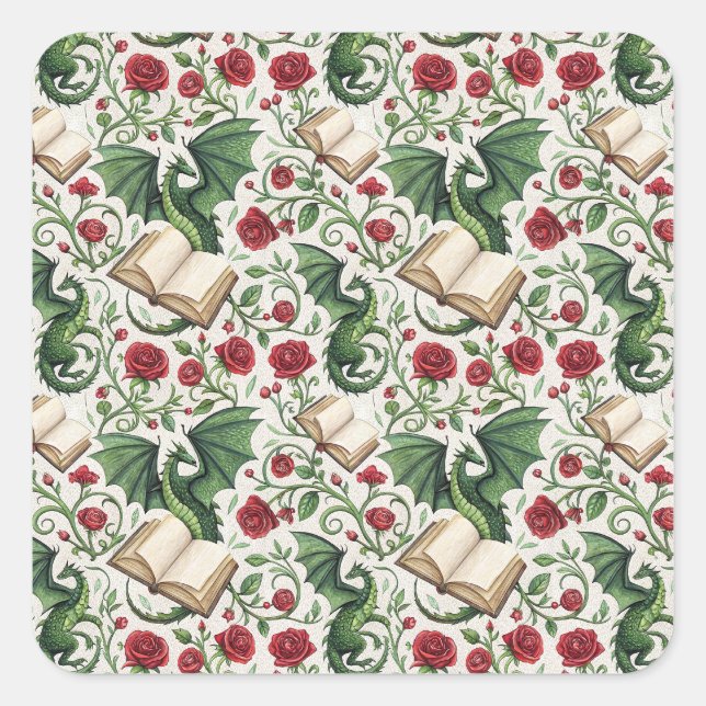 My First Loves - Dragons and Books Square Sticker (Front)
