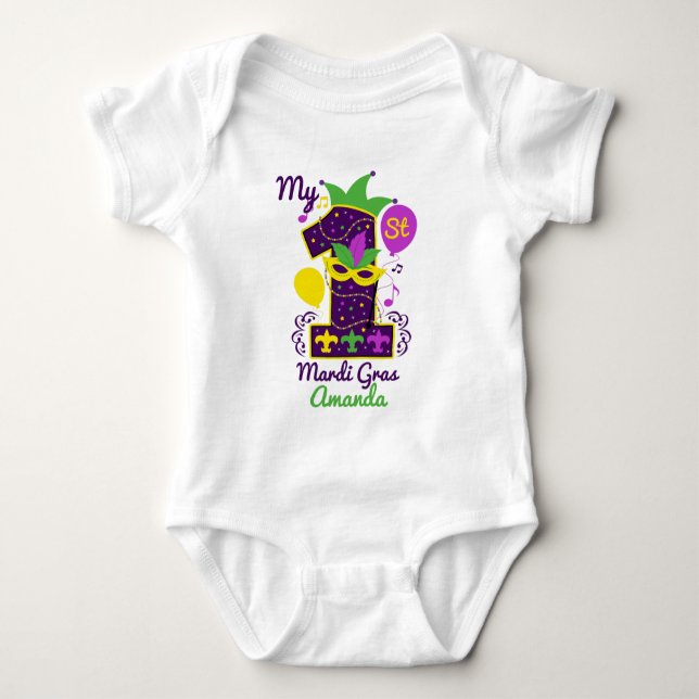 my first Mardi Gras Carnival Baby Bodysuit (Front)