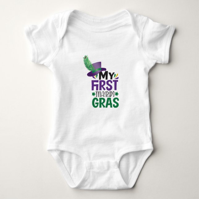 My First Mardi Gras T-Shirt Baby Bodysuit (Front)