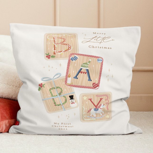 My First Merry Christmas Babys Birth Holiday Cushion (Creator Uploaded)