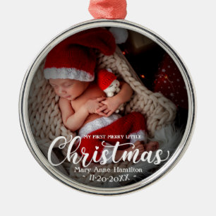 My First Merry Little Christmas Newborn Baby Photo Metal Tree Decoration