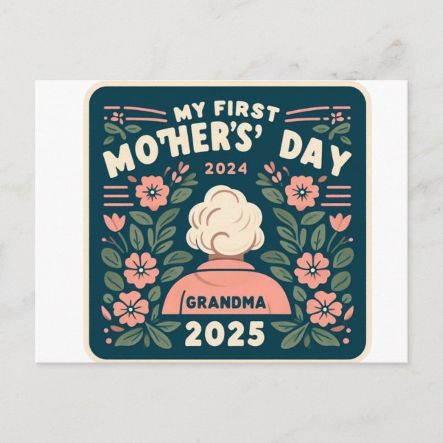 My First Mother’s Day as a Grandma 2025 Keepsake Holiday Postcard (Front)