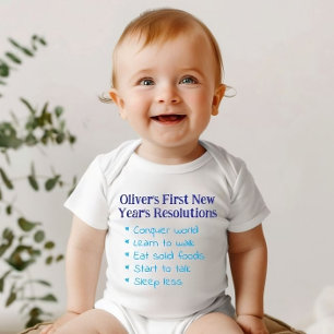 My First New Year's Resolutions, Baby Boy Funny Bodysuit