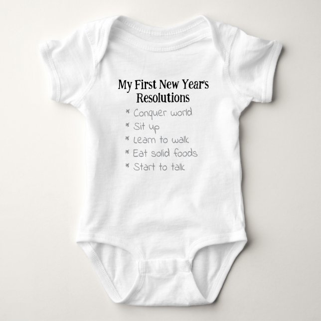 My First New Year's Resolutions, Unisex, Funny    Baby Bodysuit (Front)