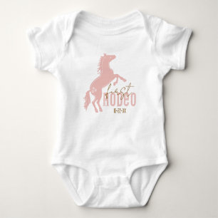 My First Rodeo Baby Bodysuit – Pink Western 1st Bi