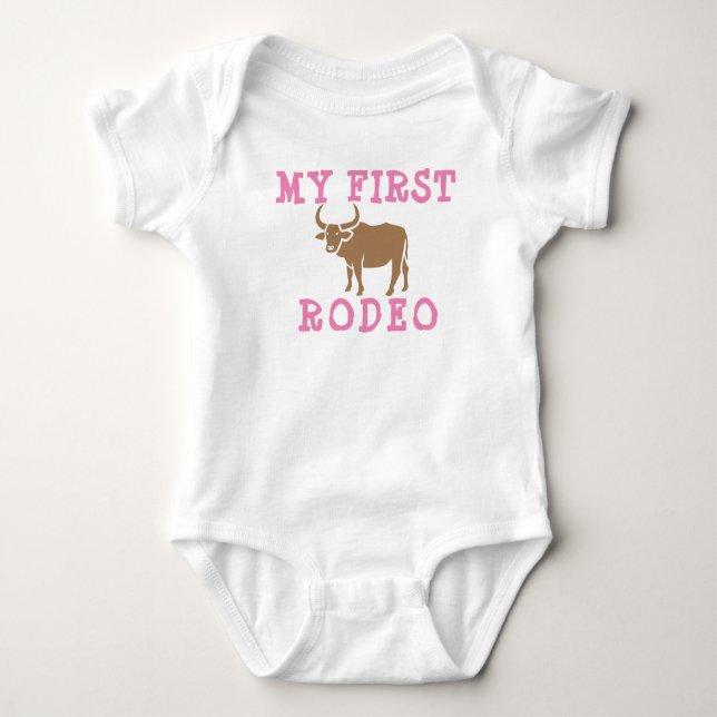My First Rodeo Birthday Girl 1st Cowboy Western Baby Bodysuit (Front)