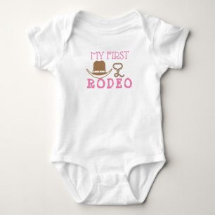 My First Rodeo Birthday Girl 1st Cowboy Western Baby Bodysuit