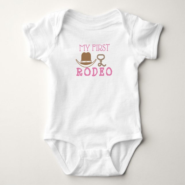 My First Rodeo Birthday Girl 1st Cowboy Western Baby Bodysuit (Front)