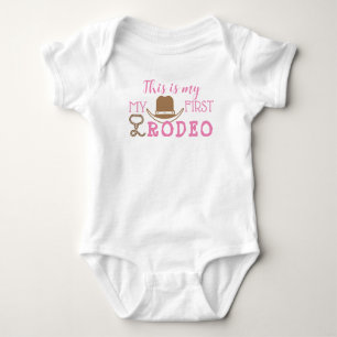 My First Rodeo Birthday Girl 1st Cowboy Western Baby Bodysuit