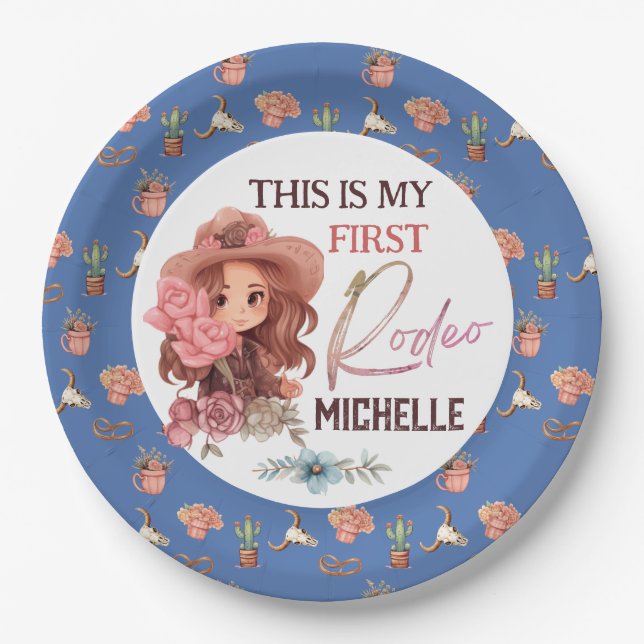 My first Rodeo Birthday Party 1st Western  Paper Plate (Front)